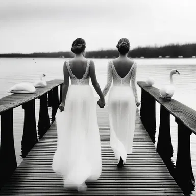 As they walked hand in hand along the pier, they admired the graceful dock of the swans.