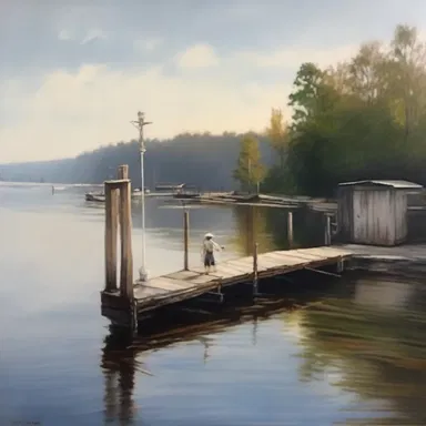 The artist captured the delicate curve of the dock in the painting, showcasing its beauty.