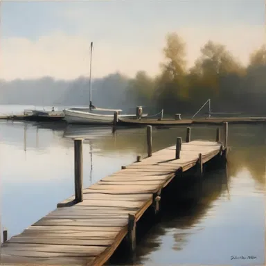 The artist captured the delicate curve of the dock in the painting, showcasing its beauty.
