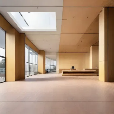 The dock in the modern courthouse was designed with sleek lines and a minimalist style.