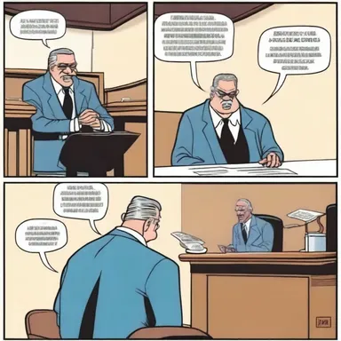 In the comic strip, the villain is shown pacing nervously in the dock as the evidence against them is presented.