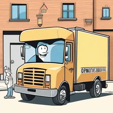 In the cartoon, the characters drive a truck onto the loading dock to unload their goods.