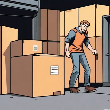 In the movie, the protagonist hides among the crates at the loading dock to escape from the bad guys.