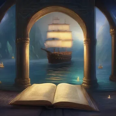 The book described a magical dock where ships arrived from different realms through a portal of shimmering light.