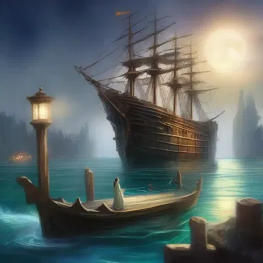 The book described a magical dock where ships arrived from different realms through a portal of shimmering light.