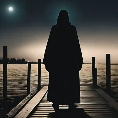 Under the dim lights, the sinister figure emerged from the shadows on the dock, striking terror into the hearts of those nearby.
