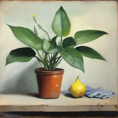 The painter used dock plants as the main subject of her still life artwork.