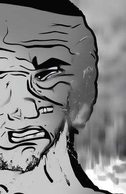 A high-resolution digital art piece featuring a Wojak meme character that resembles LeBron James, captured in a moment of intense emotion with tears streaming down his face