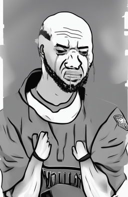 A high-resolution digital art piece featuring a Wojak meme character that resembles LeBron James, captured in a moment of intense emotion with tears streaming down his face