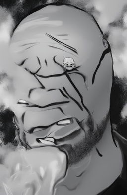 A high-resolution digital art piece featuring a Wojak meme character that resembles LeBron James, captured in a moment of intense emotion with tears streaming down his face