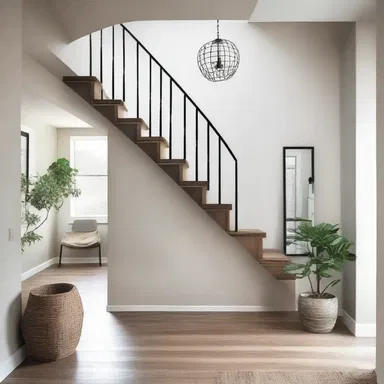 The scaling ladder was strategically placed against the wall, enhancing the design and creating an interesting focal point in the room.