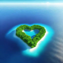 An image showcasing a heart-shaped island surrounded by the vast and endless sea