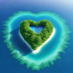 An image showcasing a heart-shaped island surrounded by the vast and endless sea