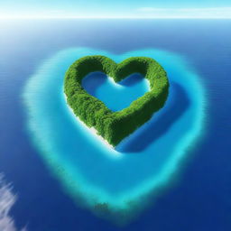 An image showcasing a heart-shaped island surrounded by the vast and endless sea