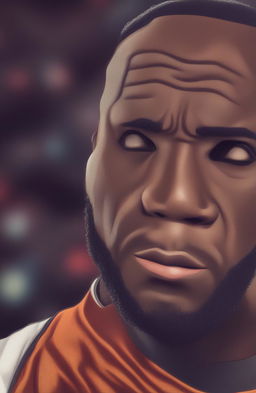 A high-quality digital artwork depicting LeBron James as a Wojak meme, capturing his distinctive features in the simplistic and expressive style typical of Wojak illustrations