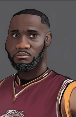 A high-quality digital artwork depicting LeBron James as a Wojak meme, capturing his distinctive features in the simplistic and expressive style typical of Wojak illustrations