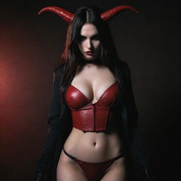 shot by kodak, elesh norn, demon girl,sexy woman, pyrexian, art, dark style clothes, dark and red tones, hiper detailed, hiper realistic, comic stye