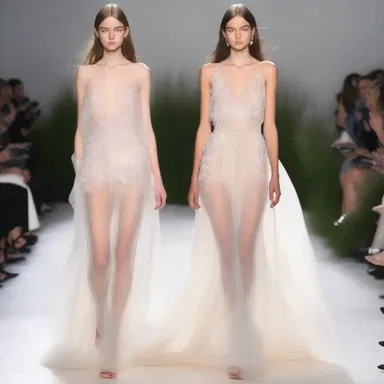 The fashion designer incorporated wispy fabrics to create a dreamy and delicate look.
