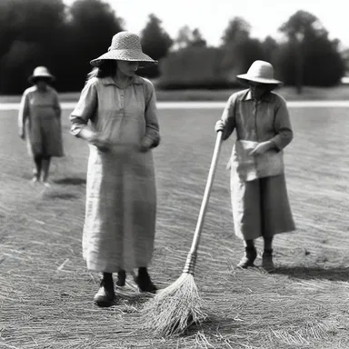 During the Great Depression, farmers would use wisps of straw to make brooms and brushes, a resourceful practice that helped them maintain their households.