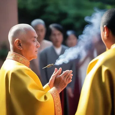 During the ceremony, the priest held up a wisp of incense to cleanse the air with its holy fragrance.