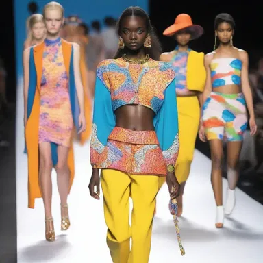 The runway showcased a collection of gamey-inspired outfits, with bold colors and daring designs.