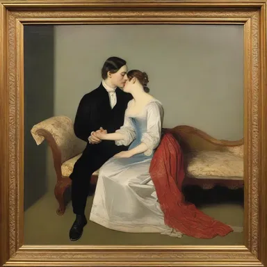 The painting depicted a scene of two lovers engaged in gamey behavior.