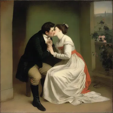 The painting depicted a scene of two lovers engaged in gamey behavior.