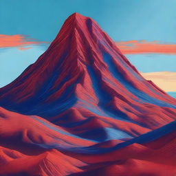 A breathtaking digital art piece, showcasing a towering red mountain under a clear blue sky