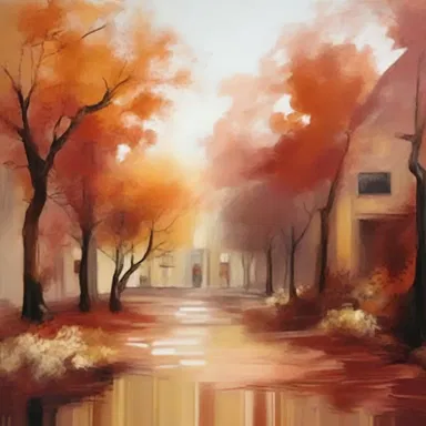 The artist used a palette of warm colors, including cinnamon-colored shades, to create a beautiful painting.