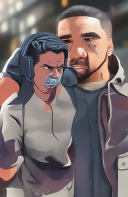 A high-resolution digital art piece featuring Drake Wojak with tears in his eyes and an angry expression