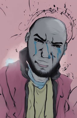 A high-resolution digital art piece featuring Drake Wojak with tears in his eyes and an angry expression