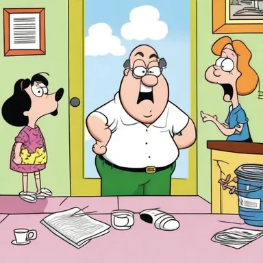 The cartoon series portrays a character's insensitivity as a recurring gag, creating comedic situations.