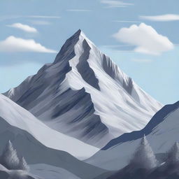 A captivating digital art representation of a grand grey mountain under a peaceful sky