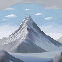 A captivating digital art representation of a grand grey mountain under a peaceful sky