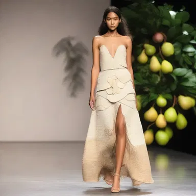The designer showcased a collection inspired by the natural colors and textures of native pears.