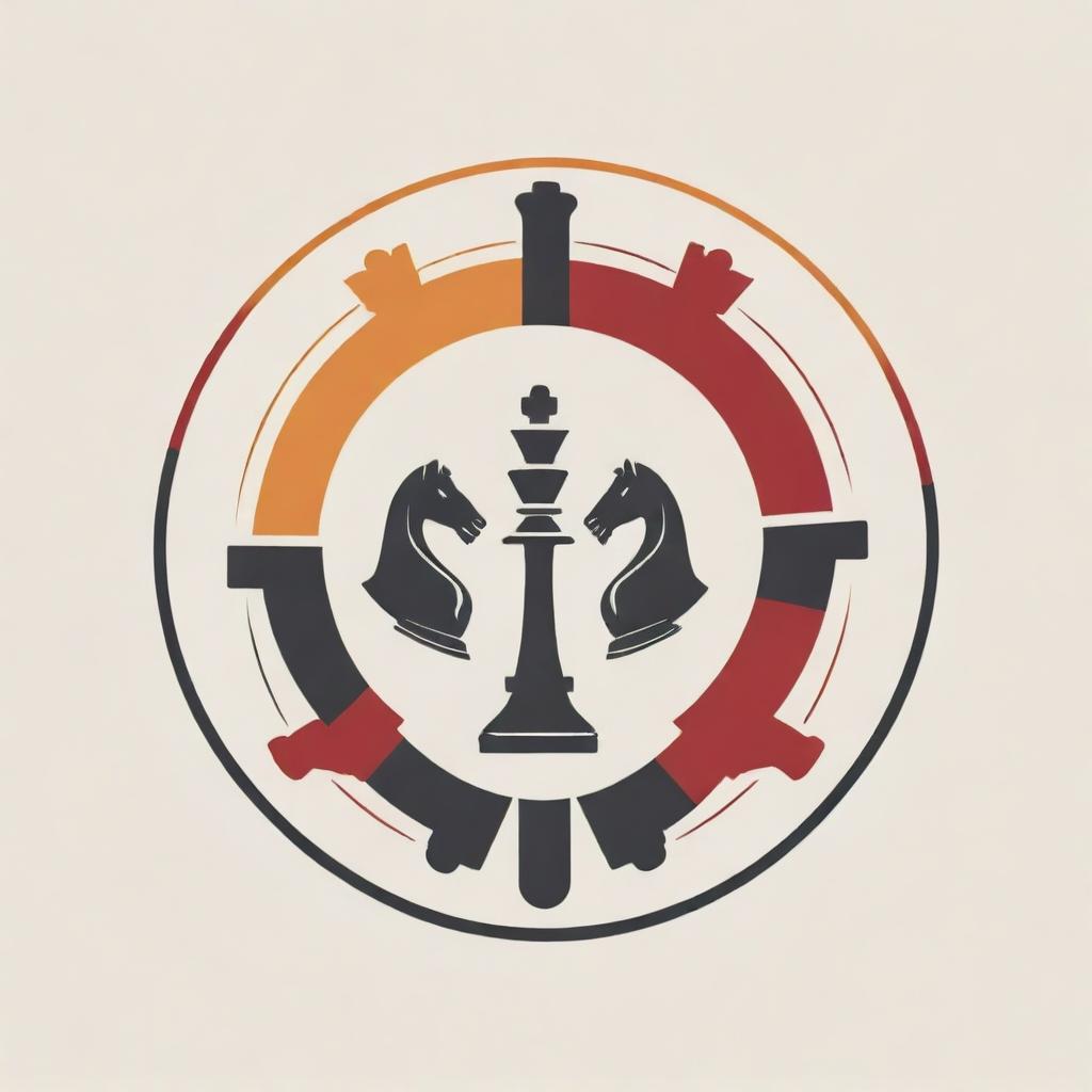 A logo incorporating elements of chess, arm wrestling (panco), and badminton, intertwining these diverse sports in a harmonious design.