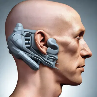 In the science fiction novel, a human from the future invents a device capable of instantly removing chalkstone deposits from a person's joint or external ear.