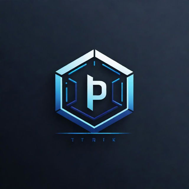 Create a futuristic logo for an Information Technology Department, with elements signifying Cryptocurrency or blockchain concepts integrated into the design. Use sleek and modern shapes with a high-tech aesthetic.