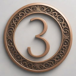 The numeral '3', artistically rendered with an intricate design and a polished, professional finish.