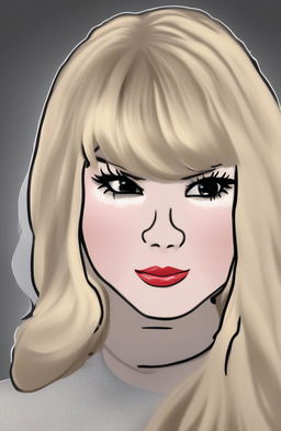 A digital art piece featuring the Wojak meme character stylized as Taylor Swift, blending internet culture with celebrity artistry