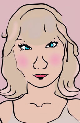 A digital art piece featuring the Wojak meme character stylized as Taylor Swift, blending internet culture with celebrity artistry