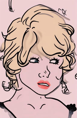 A digital art piece featuring the Wojak meme character stylized as Taylor Swift, blending internet culture with celebrity artistry