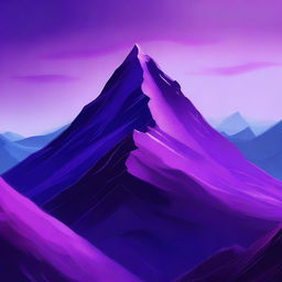 A captivating piece of digital art that portrays a grand purple mountain beneath a tranquil sky