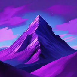 A captivating piece of digital art that portrays a grand purple mountain beneath a tranquil sky