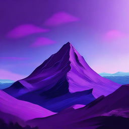 A captivating piece of digital art that portrays a grand purple mountain beneath a tranquil sky