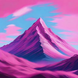 A captivating digital art piece featuring a stunning pink mountain under a calm sky