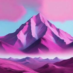 A captivating digital art piece featuring a stunning pink mountain under a calm sky