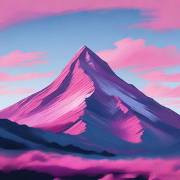 A high-quality digital art piece showcasing a magnificent pink mountain under a peaceful sky