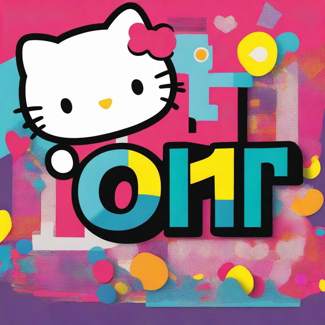 A high-quality digital art piece featuring the name 'Glen' in bold, stylish letters, set against a vibrant backdrop adorned with the iconic Hello Kitty character and her signature elements