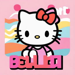 A high-quality digital art piece featuring the name 'Glen' in bold, stylish letters, set against a vibrant backdrop adorned with the iconic Hello Kitty character and her signature elements